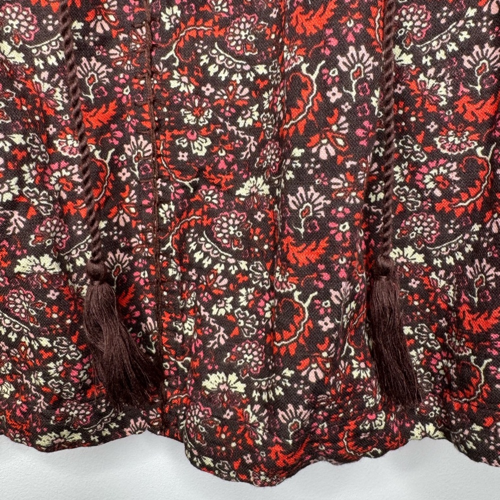 Lucky Brand Printed Smocked Peasant Blouse womens S cottagecore boho western - Picture 5 of 8